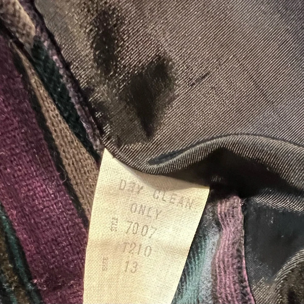 VINTAGE velvet moody jewel tone stripe blazer suit coat womens tailored 80s - Picture 9 of 12